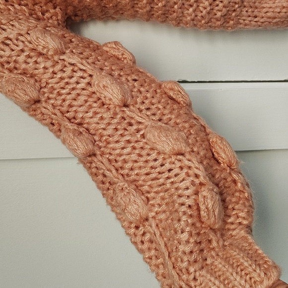 Favlux Knit Sweater Size Large Pink Balloon Sleeve V Neck Relaxed Fit - Picture 3 of 6